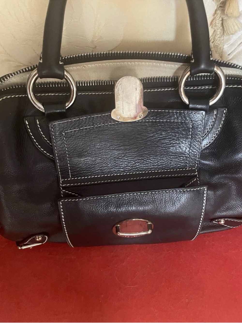 Marc Jacob’s Black Leather Satchel Blake Handbag with Silver Hardware